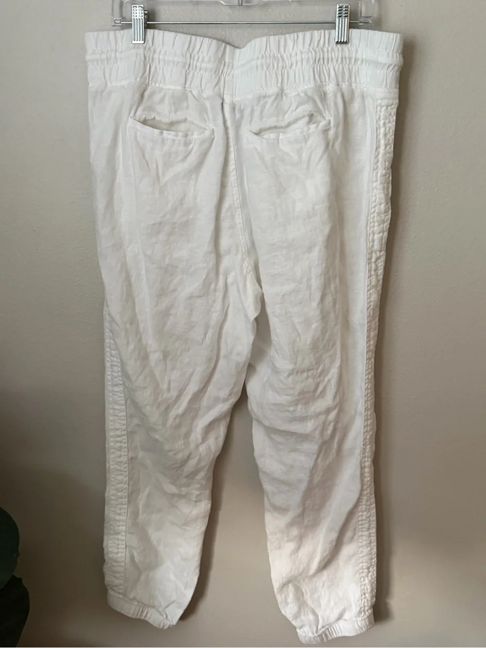 Athleta Women’s Cabo Linen Jogger White Womens Sz 14 Coastal Lagenlook